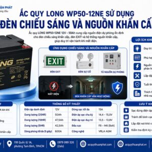 Ắc Quy Long WP50-12NE dùng đèn chiếu sáng và nguồn khẩn cấp