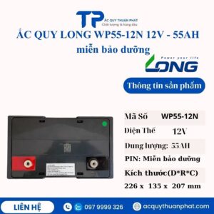 Ắc Quy Long WP55-12N 12V - 55AH miễn bảo dưỡng