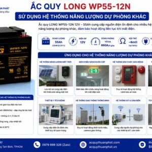 Ắc Quy Long WP55-12N dùng hệ thống năng lượng