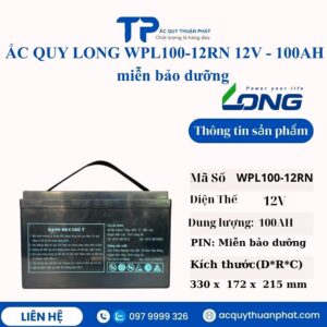 Ắc Quy Long WPL100-12RN 12V - 100AH miễn bảo dưỡng