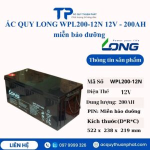 Ắc Quy Long WPL200-12N 12V - 200AH miễn bảo dưỡng