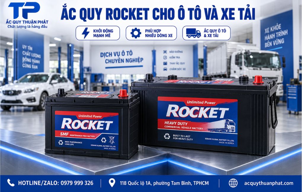 Ắc Quy Rocket cho ô tô và xe tải