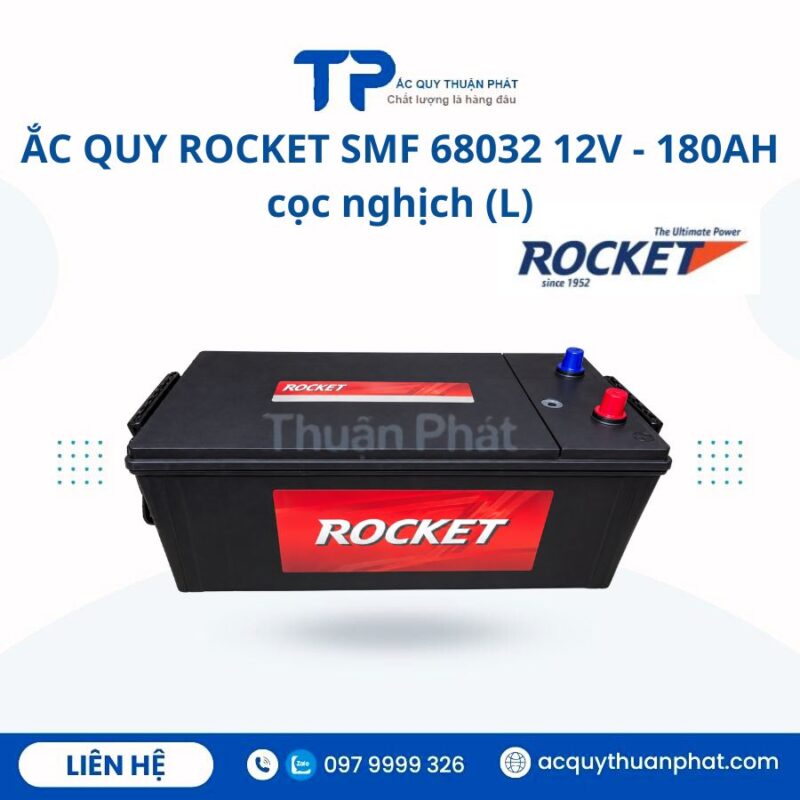 Ắc Quy Rocket SMF 68032 12V - 180AH cọc nghich L