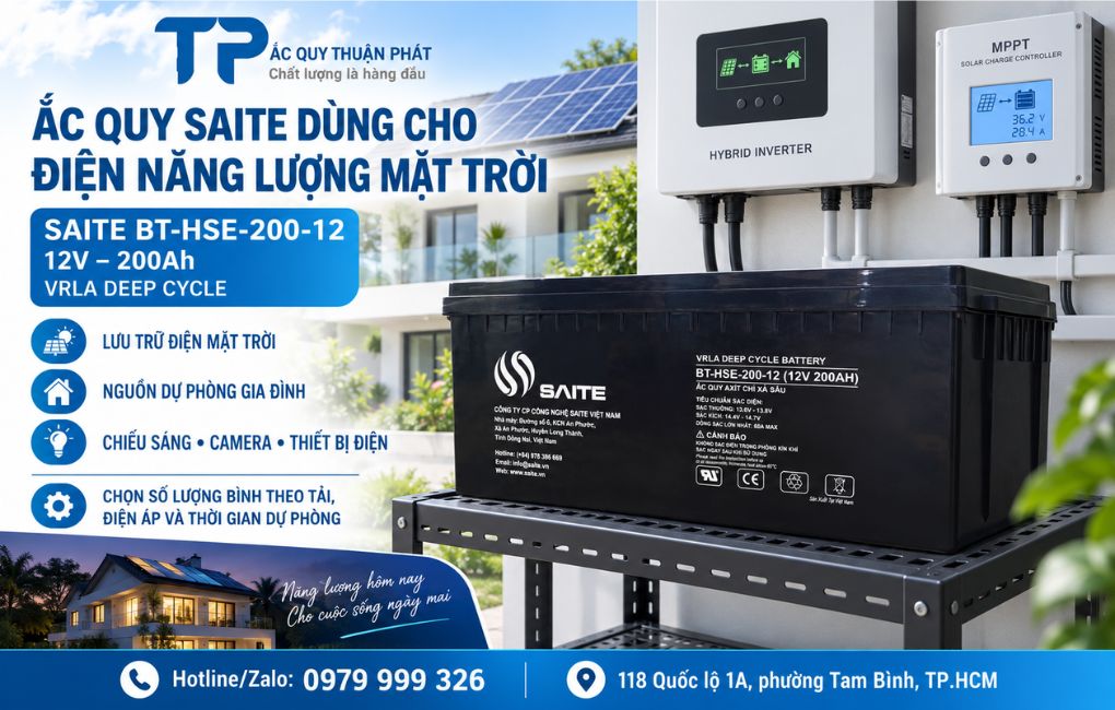 Ắc Quy Saite dùng cho điện năng lượng mặt trời