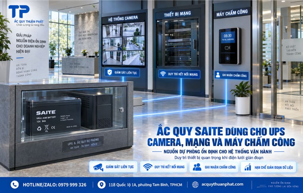 Ắc Quy Saite dùng cho UPS Camera mạng và máy chấm công