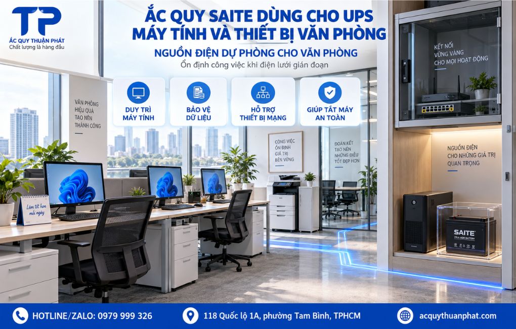 Ắc Quy Saite dùng UPS máu tính và thiết bị văn phòng
