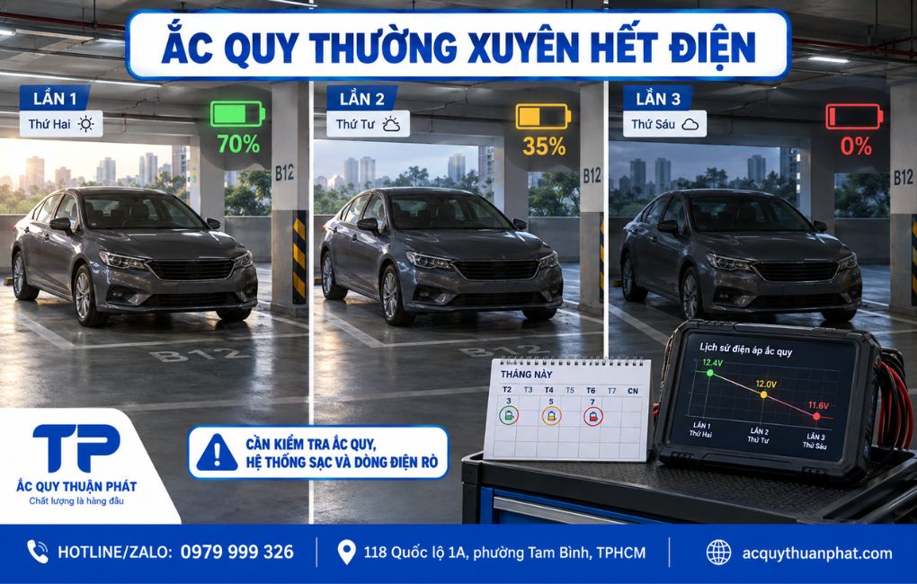 Ắc Quy thường xuyên hết điện