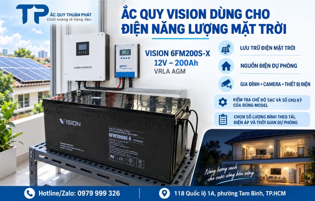 Ắc Quy Vision dùng cho điện năng lượng mặt trời
