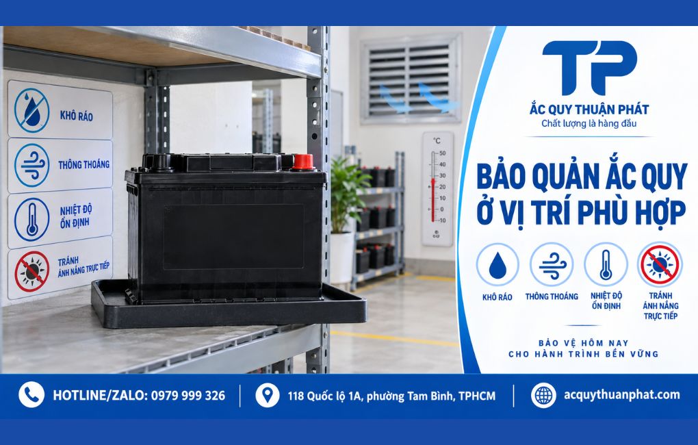 Bảo quản ắc quy ở vị trí phù hợp