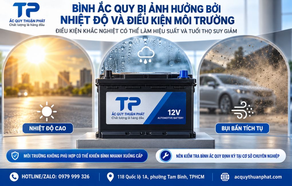Bình ắc quy bị ảnh hưởng bởi nhiệt độ và điều kiện môi trường