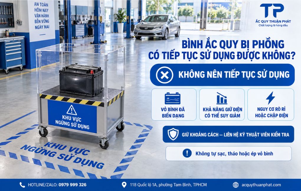 Bình ắc quy bị phồng có tiếp tục sử dụng được không