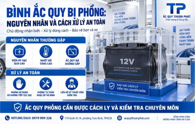 Bình ắc quy bị phồng nguyên nhân và cách xử lý an toàn