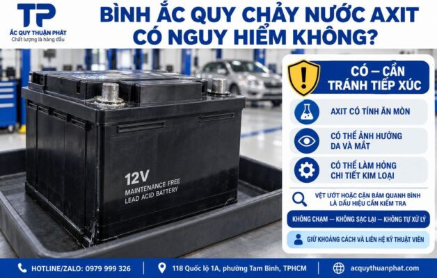 Bình ắc quy chảy nước axit có nguy hiểm không