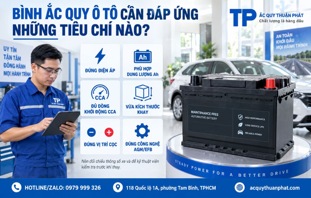 Bình ắc quy ô tô cần đáp ứng những tiêu chí nào