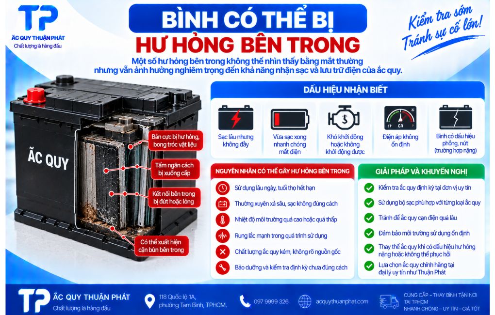Bình có thể bị hư hỏng bên trong