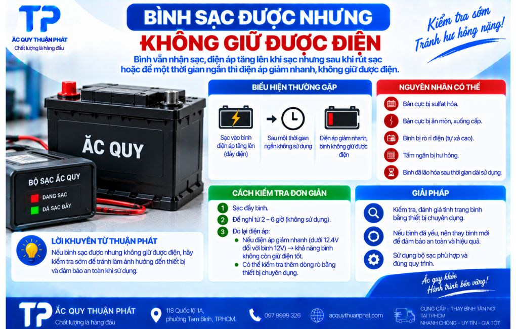 Bình sạc được nhưng không giữ được điện