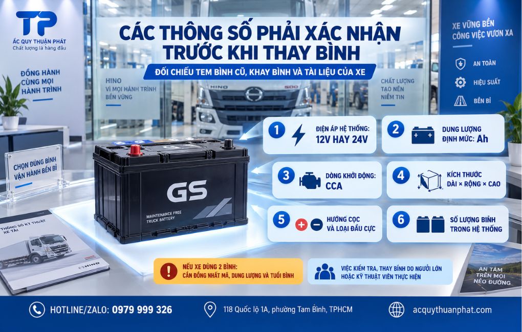 Các thông số phải xác nhận trước khi thay bình