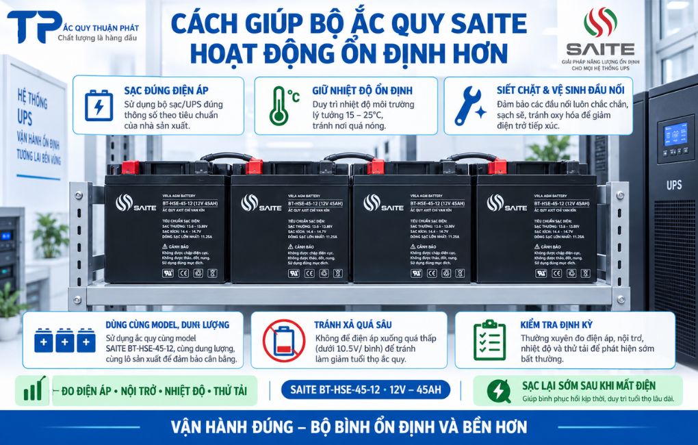 Cách giúp bộ ắc quy Saite hoạt động ổn định hơn