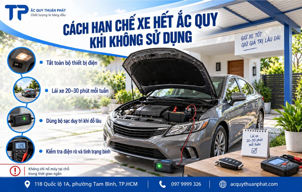 Cách hạn chế xe hết ắc quy khi không sử dụng