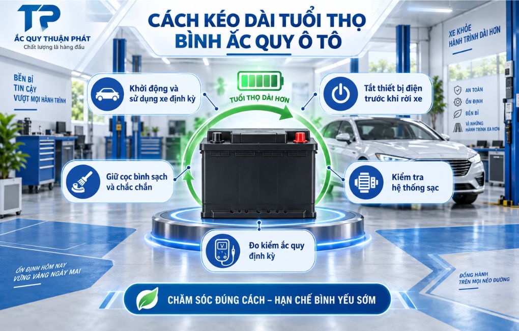 Cách kéo dài tuổi thọ bình ắc quy ô tô