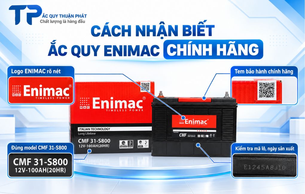 Cách nhận biết ắc quy Enimac chính hãng