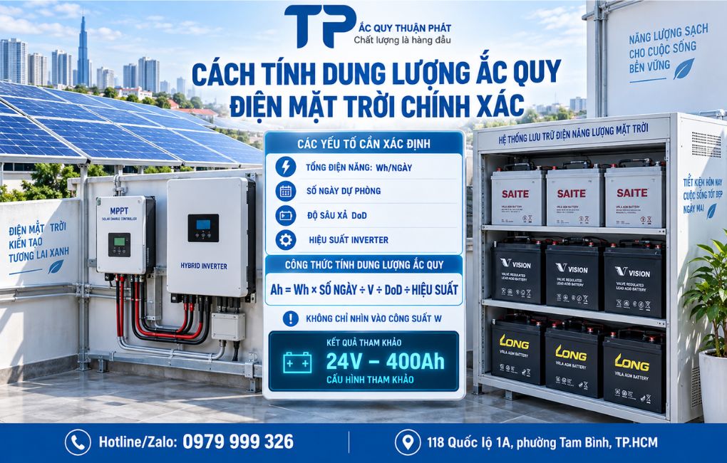 Cách tính dung lượng ắc quy điện mặt trời chính xác