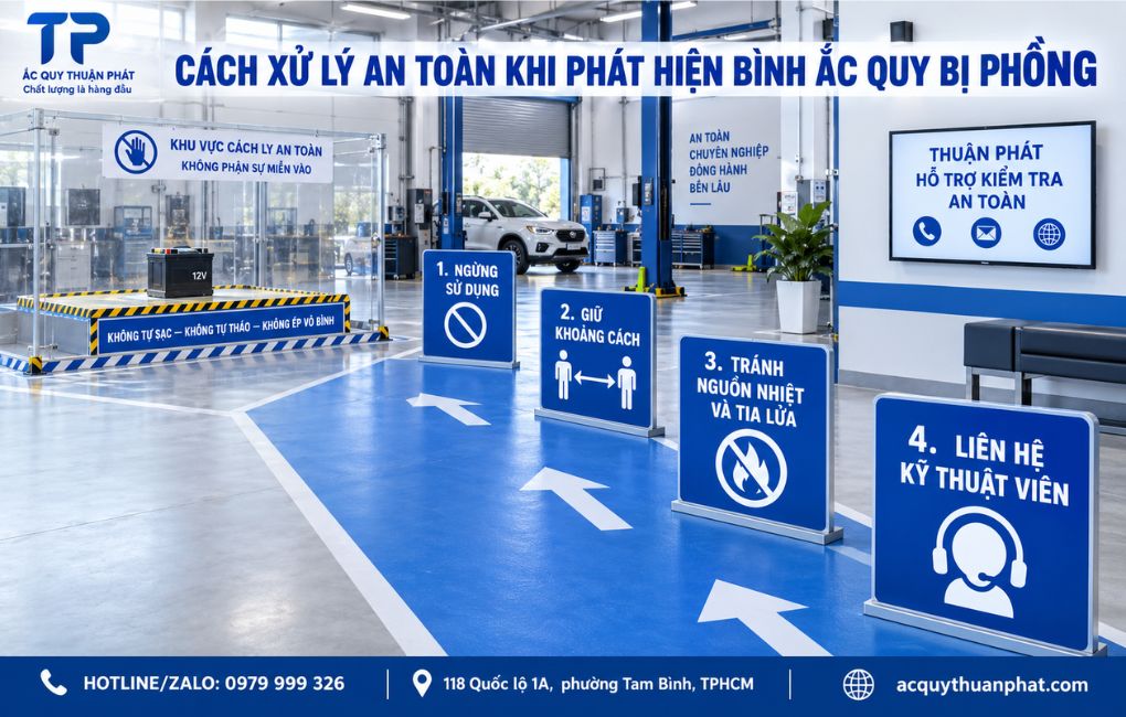 Cách xử lý an toàn khi phát hiện ắc quy bị phồng