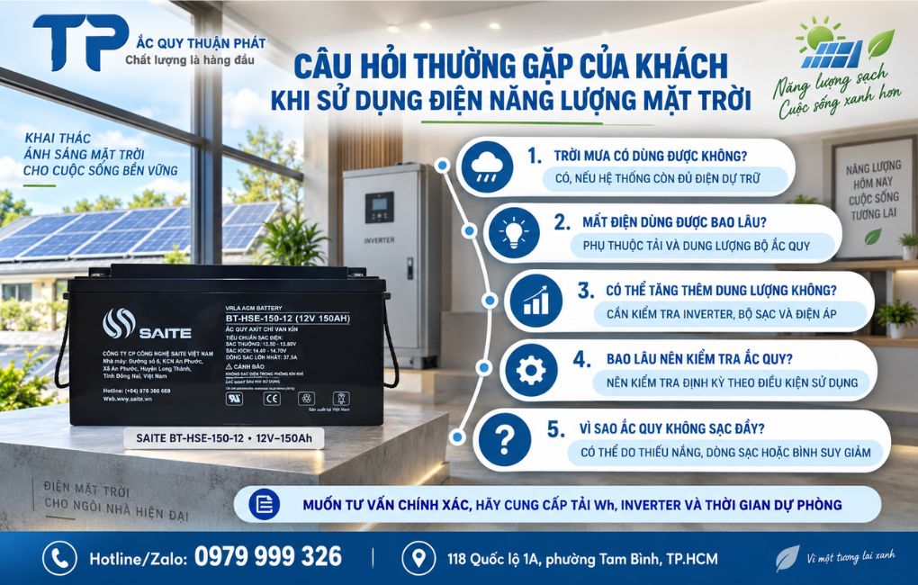 Câu hỏi thường gặp của khách sử dụng điện năng lượng mặt trời