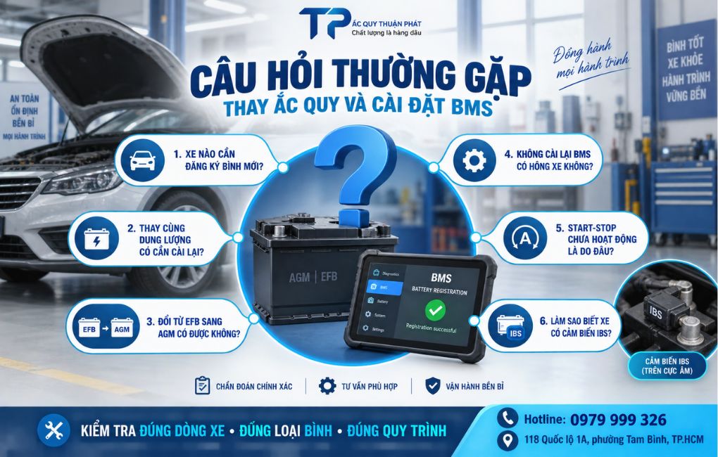 Câu hỏi thường gặp khi thay ắc quy và cài đặt BMS