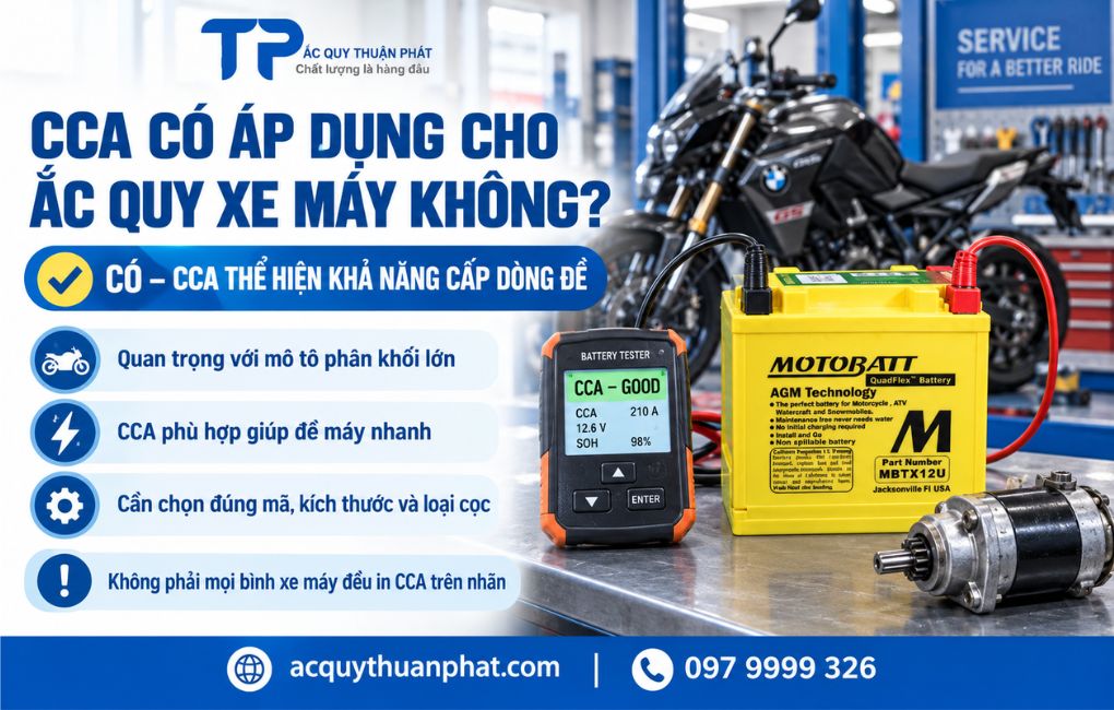 CCA có áp dụng cho ắc quy xe máy không