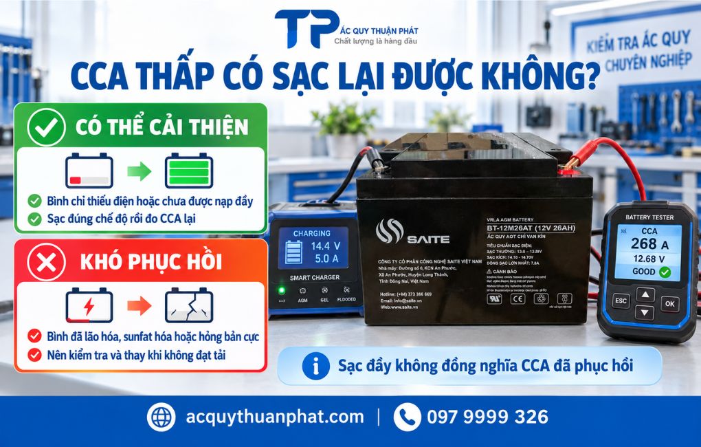 CCA thấp có sạc lại được không