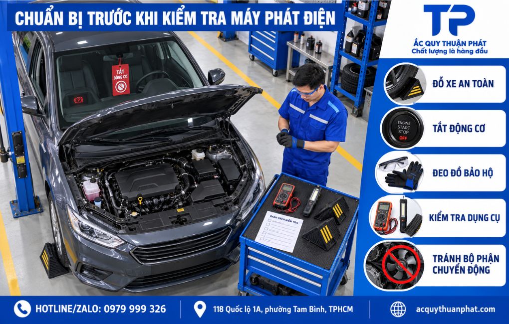 Chuẩn bị trước khi kiểm tra máy phát điện