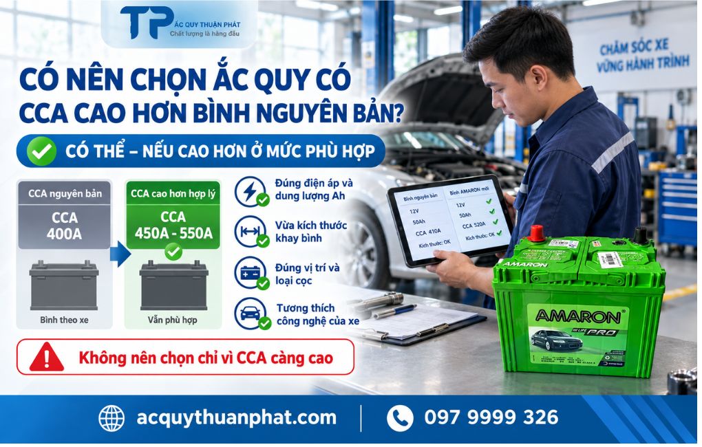 Có nên chọn ắc quy có CCA cao hơn bình nguyên bản