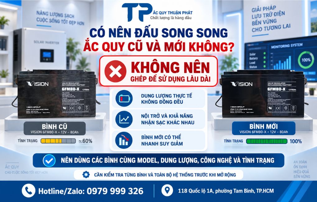 Có nên đấu song song ắc quy cũ và mới