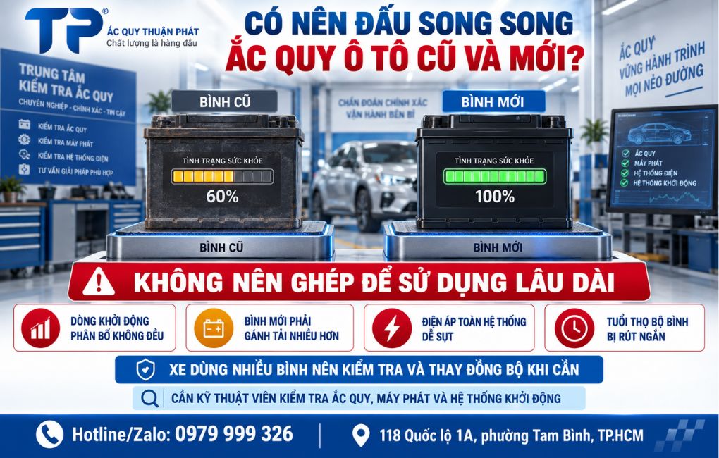 Có nên đấu song song ắc quy ô tô cũ và mới