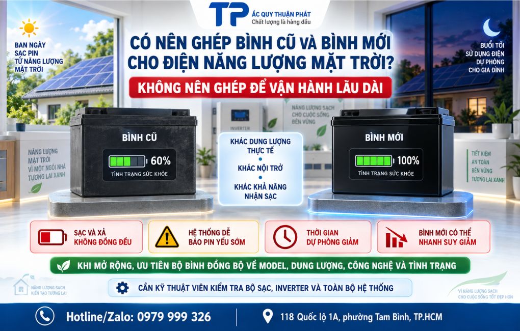 Có nên ghép bình cũ và bình mới cho điện năng lượng mặt trời