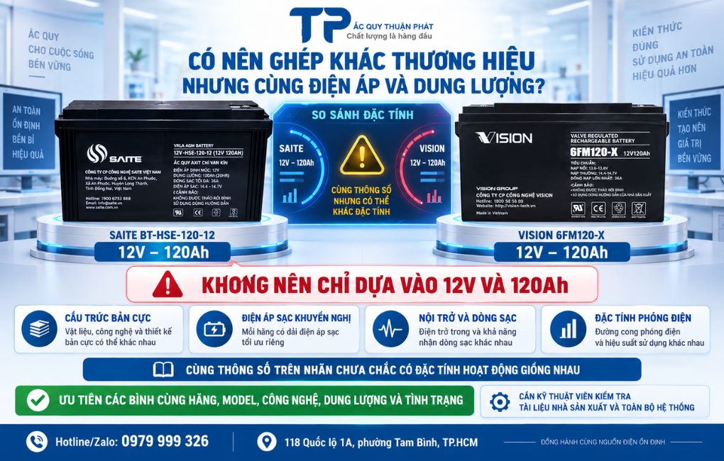 Có nên ghép khác thương hiệu nhưng cùng điện áp và định lượng
