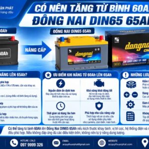 Có nên tăng từ bình 60 lên Đồng Nai Din65 65AH