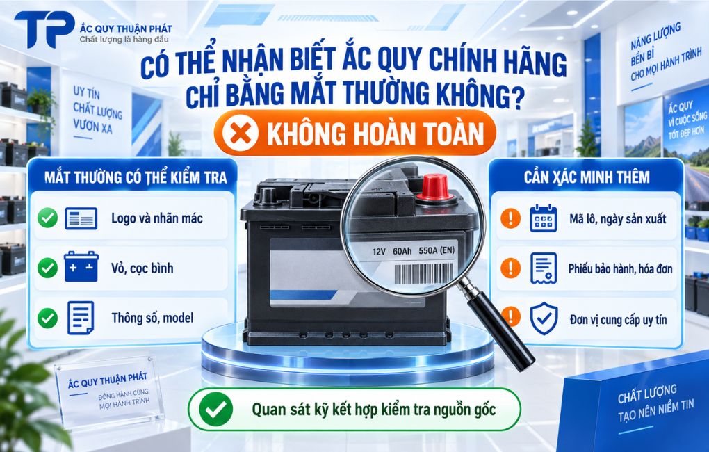 Có thể nhận biết ắc quy chính hãng bằng mắt thường không