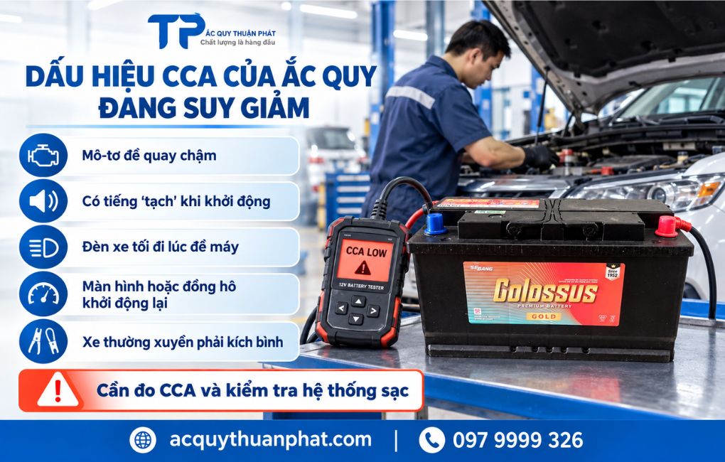 Dấu hiệu CCA của ắc quy đang suy giảm