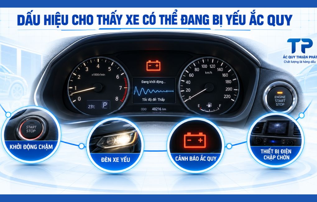 Dấu hiệu cho thấy có thể đang bị yếu ắc quy