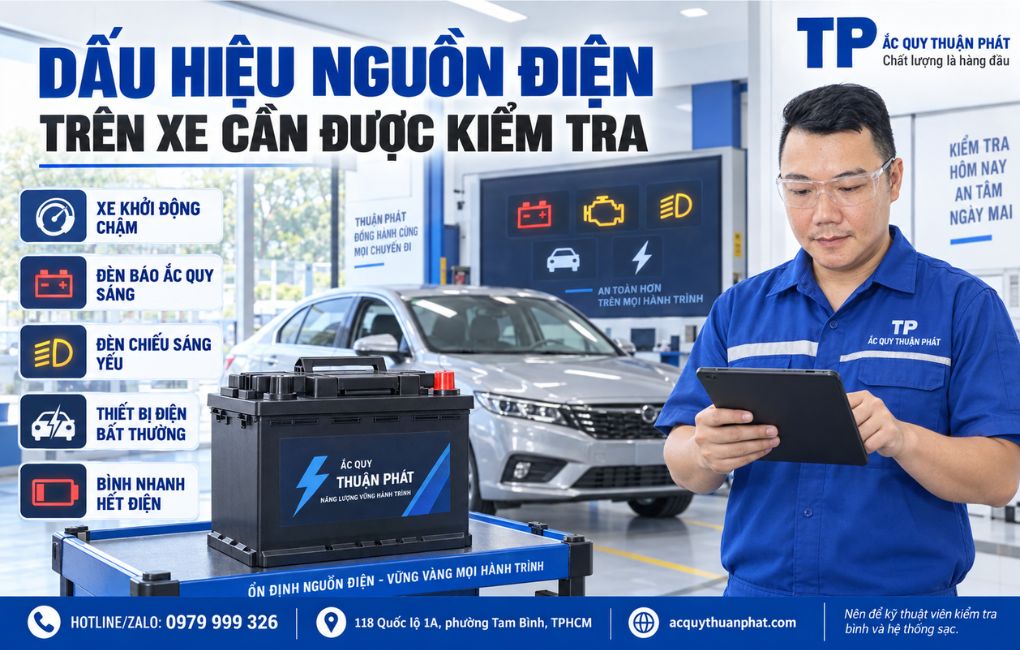 Dấu hiệu nguồn điện trên xe cần được kiểm tra