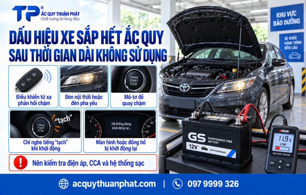 Dấu hiệu xe sắp hết ắc quy sau thời gian dài sử dụng