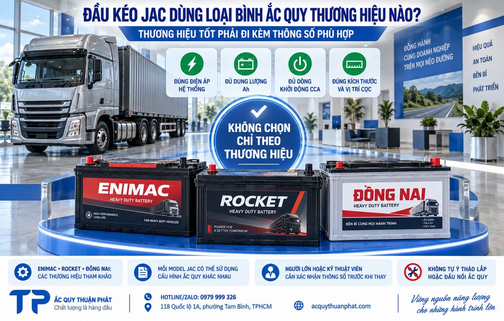 Đầu keo JAC dùng loại bình ắc quy thương hiệu nào tốt