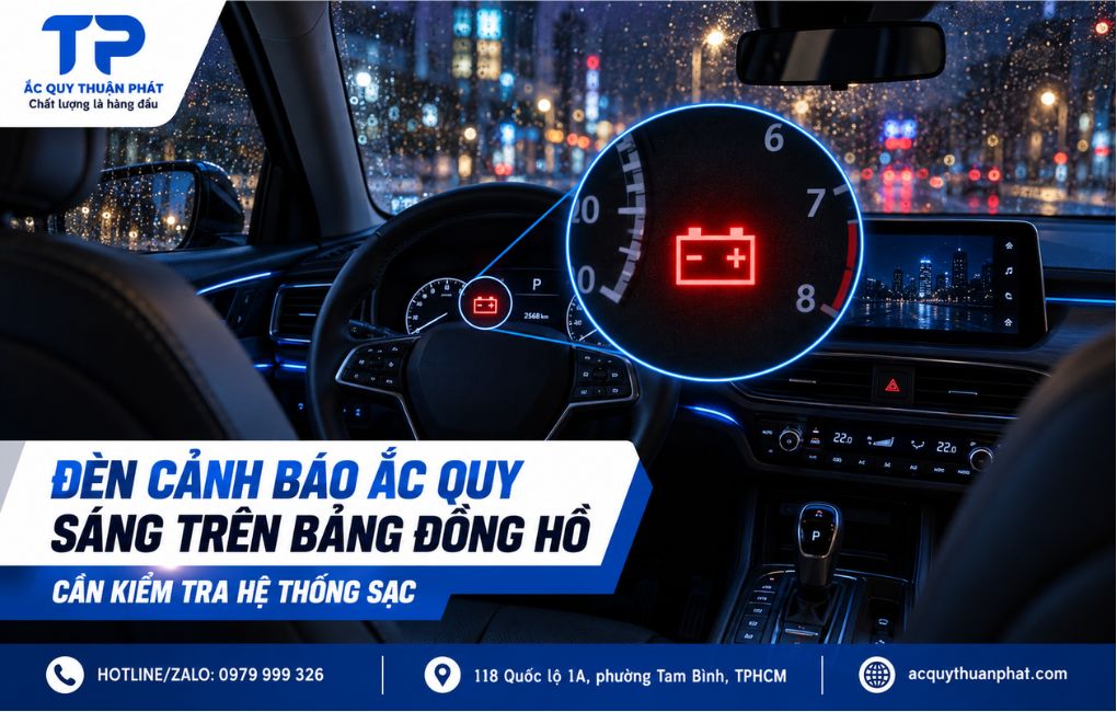 Đèn cảnh báo ắc quy sáng trên bảng đồng hồ