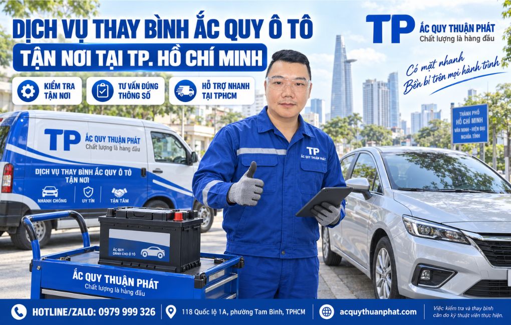 Dịch vụ thay bình ắc quy ô tô tận nơi tại TPHCM