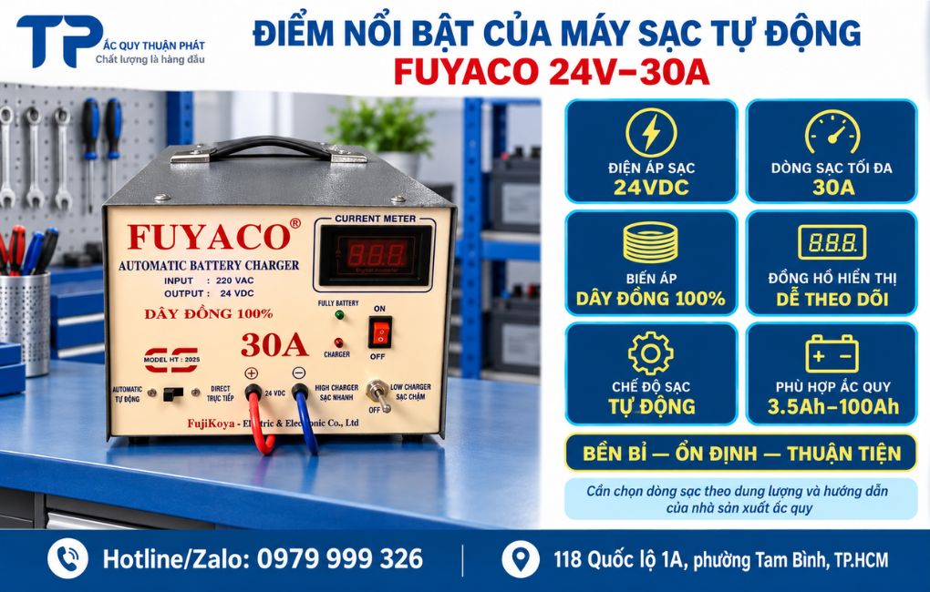 Điểm nổi bật của máy sạc tự động 24V - 30A