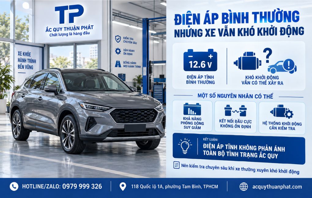 Điện áp bình thường nhưng xe vẫn khó khởi động