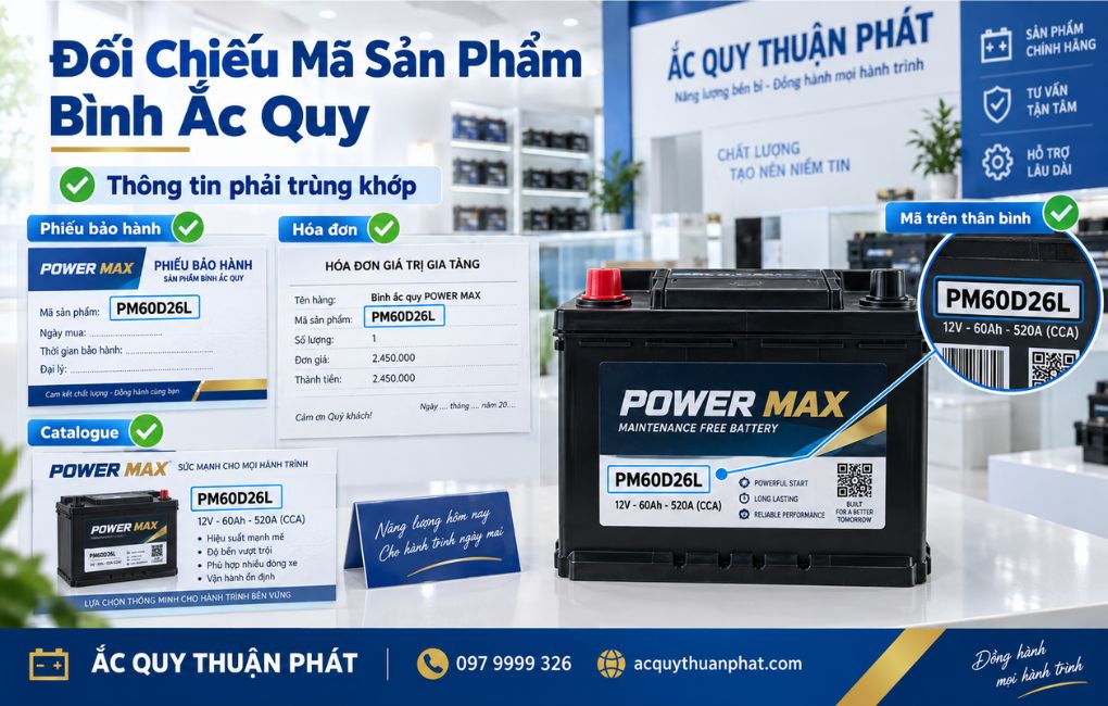 Đối chiếu mã sản phẩm ắc quy