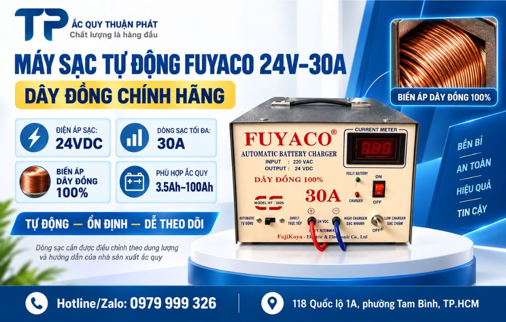 Máy sạc Fuyaco 24V - 30A dây đồng